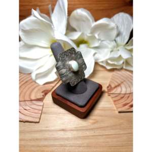 Anillo de Latón Elegante Tillie Jon con Palomino, Variscita y Plata de Ley, Baño de Oro Rosa de 18k, Talla 7, Ideal para Regalo - Product Image 2