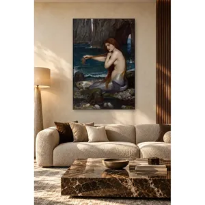 Fida Waterhouse Mermaid Combing Her Hair on the Rocks <b>Canvas</b> Print - Product Image 2