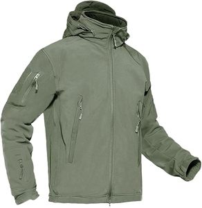 Wholesale Lightweight Men's Softshell <b>Jacket</b> with Zipper Cotton Filled <b>Fleece</b> <b>Lined</b> Water Resistant Windproof for Outdoor Hiking - Product Image 5