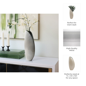 Florero de Aluminio con Acabado Plateado Hecho a Mano de Lujo para Decoración del Hogar y Bodas, Artesanía para Sala de Estar - Product Image 6