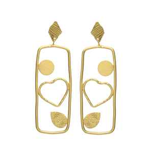 Nouvelle arrivée plaqué or boucles d'oreilles longues glands avec coeur conception boucle d'oreille boucles d'oreilles en laiton design classique pour femmes et filles - Product Image 1