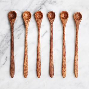 Ensemble de cuillères de service à thé et à café cuillères en bois de noix de coco naturelle avec long manche meilleurs accessoires de cuisine - Product Image 1