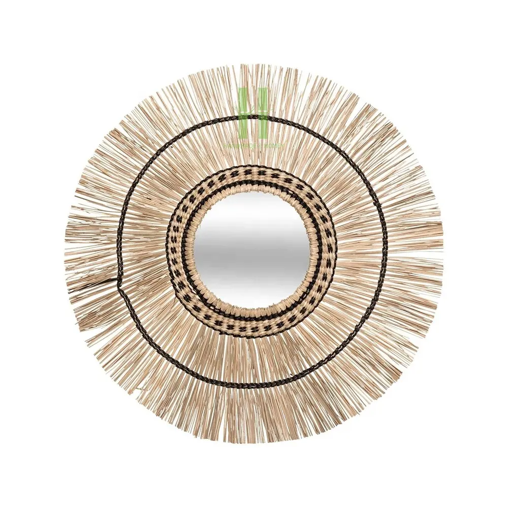 New Arrival Handwoven Wall Mirror Decoration Living Room Natural Seagrass Mirror Wall Hanging OEM Custom Packaging from Vietnam