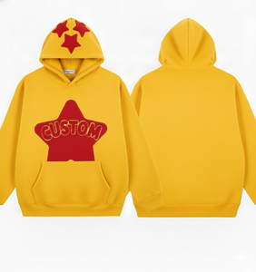 Sweat à capuche pour homme en gros, tissu denim, élasthanne/coton, 450 g/m², coupe ample, manches évasées, poche, imprimé en relief, livraison rapide - Product Image 3