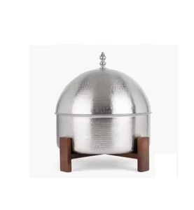 Juego de platos de frotamiento redondos de acero inoxidable de lujo para Buffet y Hotel Catering Mango chapado en oro Calentador de alimentos Suministros de Catering - Product Image 1