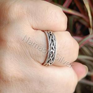 Celtic Knot Weave <b>Ring</b> for Women Handmade Sterling <b>Silver</b> with Rhodium Plating Endless Knot <b>Thumb</b> <b>Ring</b> Women's Weave <b>Silver</b> <b>Ring</b> - Product Image 3