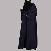 Nouvelle Robe Abaya Islamique Modeste Droite pour Femmes Musulmanes, Formelle, Manches Longues, 100% Soie Mousseline, Maxi, Taille Naturelle, Boutons, Col en V