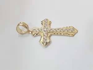 Pendentif en argent 925 avec diamant moissanite en forme de croix, 2 carats, pendentifs et breloques ronds - Product Image 4