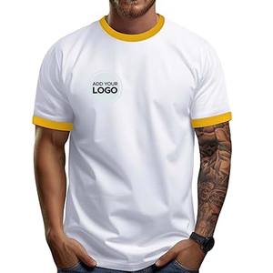 T-shirt Ringer pour homme, col rond, manches courtes, 100% coton, coupe ajustée, respirant, vêtements de sport - Product Image 2