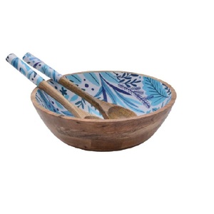 ชุดชามเสิร์ฟไม้ทำมือ 2 ใบ สำหรับเสิร์ฟบะหมี่ พาสต้า ชามเสิร์ฟทรงกลมเคลือบเงาพิมพ์ลายไม้ - Product Image 4