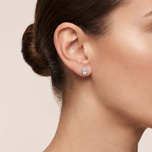 ต่างหูเพชรเพาะเลี้ยง 14k ทองคำ ทรงลูกแพร์ ประดับแบบฝังขอบ - Product Image 2