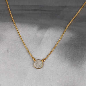 Gargantilla fina chapada en oro, collar Druzy plateado de 18 pulgadas, 4,87 gramos - Product Image 1