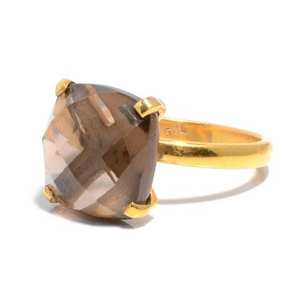 Nouvelle arrivée demoiselle d'honneur attrayant plaqué or topaze fumée Hydro anneaux plaqué or bague en argent pour bagues unisexes - Product Image 1