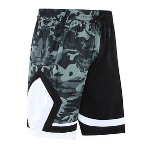 Shorts de basketball légers pour hommes TBF-166, camouflage, tissu respirant en maille, taille élastique, imprimé, été, 100% technique - Product Image 1