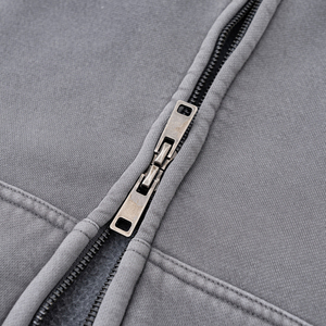 Manteau à capuche avec fermeture éclair complète Épaule tombante Loose Unisex Cotton Men Hoodie for Boy - Product Image 5