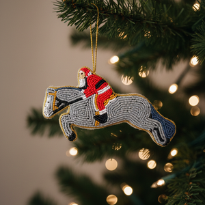 Ornement de cheval en perles fait main pour la décoration des arbres et les cadeaux, avec un design de cavalier détaillé, charme festif pour les anniversaires et les fêtes - Product Image 3