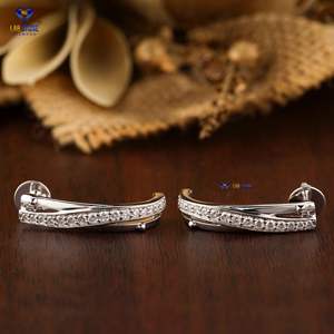 0.434 TDW rond brillant coupe or blanc plaqué boucle d'oreille Labgrown HPHT/CVD diamant bijoux classique Style religieux anniversaire - Product Image 2