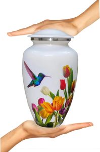 Urna de cremación de colibrí Blanco | Urna de colibrí hecha a mano para cenizas humanas Mujer adulta grande (urna de colibrí blanco para adultos) - Product Image 4