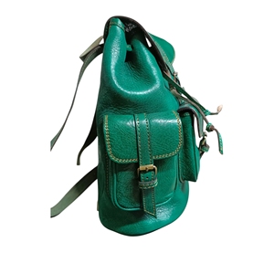Green Genuine Leather Lightweight Fashion Waterproof Anti-Theft Large Capacity Travel <b>Backpack</b> Geometric Pattern Zipper Hasp - Product Image 2