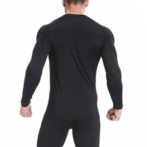 Camisetas Deportivas de Manga Larga para Hombre, de Algodón y Elastano, con Logotipo Personalizado, Diseño Sólido, Dobladillo Curvo, para Fitness y Running - Product Image 2
