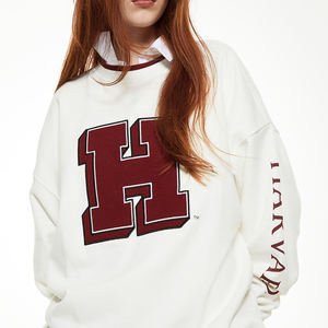 Sudadera oversize bordada personalizada para mujer, Sudadera de cuello redondo con hombros caídos para mujer al por mayor - Product Image 1