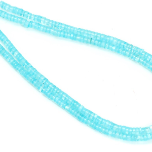 Magnifiques perles Heishi en pierre de lune bleu ciel arc-en-ciel, forme de pneu lisse, 15 pouces, perles en pierre de lune bleu ciel en forme de roue, vente en gros - Product Image 2