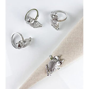 Meilleure vente Ensemble de 4 ronds de serviette décoratifs pour table à dîner en or et motif animal Porte-serviettes en métal créatif - Product Image 4