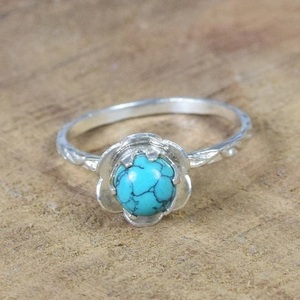 Azul turquesa 925 plata esterlina piedra preciosa diseñador anillo diciembre piedra natal regalo de Navidad joyería - Product Image 2
