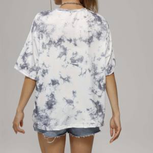 T-shirt à manches courtes pour femmes de haute qualité Logo personnalisé Tie Dye Lavé Respirant Gym Sports Tee O-Neck Street Fashion Summer - Product Image 3