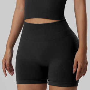 Venta al por mayor de logotipo personalizado cintura cruzada frente V cintura deportes Yoga mujeres mallas cortas impreso Digital Biker Short - Product Image 6