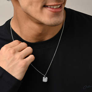 Collier pendentif en argent pur 925 pour hommes et garçons, forme bouclier, plaqué rhodium, diamant moissanite taille princesse, or rose, platine - Product Image 3