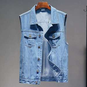Gilet en jean élégant pour hommes femmes veste sans manches tendance Streetwear mode tenue classique moderne Slim Fit tenue décontracté - Product Image 6