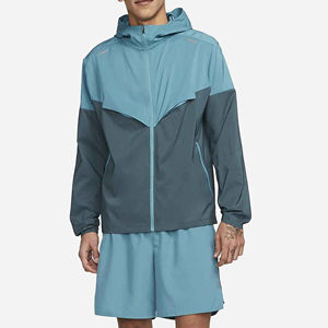 <b>Men's</b> Casual Color Blocking Sporty Hooded <b>Jacket</b> Set Quick Dry Knitted Canvas Zipper Front <b>Summer</b> Wear - Product Image 1