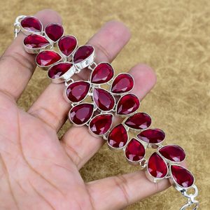 กำไลข้อมือเงินแท้ 925 ประดับพลอยรูเบลไลต์สีชมพูทรงลูกแพร์ ปรับขนาดได้ ของขวัญเครื่องประดับ - Product Image 2