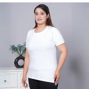 Camiseta de Algodón Sólido de Alta Calidad para Mujer, Ideal para Uso Diario, Combinación con Otras Prendas y Looks Minimalistas - Product Image 5
