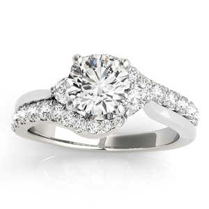 14K White Gold Bypass Engagement Ring & Curved Band <b>Bridal</b> <b>Set</b> 0.67ct Fine <b>Jewelry</b> <b>Sets</b> - Product Image 3
