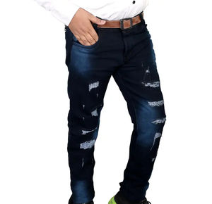Ropa de calle personalizada para hombre, pantalones vaqueros desgastados, Pantalones vaqueros de Color sólido para hombre, precio al por mayor, pantalones vaqueros lavados y personalización - Product Image 2