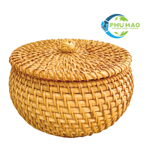 Chic y versátil-Cesta de ratán con tapa-Solo 50 gramos-Multifuncional para la organización y decoración del hogar - Product Image 6