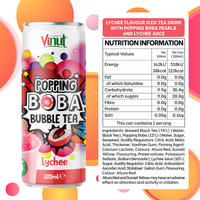 Vente en gros en vrac 320ml Boba Popping Lychee Juice Bubble Tea OEM Private Label Vietnam Bouteille de purée sans sucre ajouté fraîchement pressé