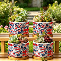 Petit pot de fleurs en céramique à motif renard, pour plantes succulentes et cactus d'intérieur, avec soucoupe en bambou, pour la décoration de jardin et de maison