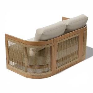 Sofá de Jardín de Lujo para Exteriores, Sofá de 2 Plazas, Diseño de Mimbre, Estilo Nórdico Minimalista, para Patio, Resort y Piscina - Product Image 4