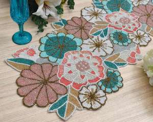 Handmade 14-Inch Round <b>Glass</b> <b>Coaster</b> American Style Elegant Stylish Green Beads Mats Pads Eco-Friendly Home Furnishing Product - Product Image 6