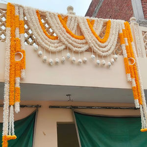 Puerta de jazmín ecológica hecha a mano Toran tubo de loto blanco Rosa Tessals Mangalasnanam Langavoni Festival Ganpati Poojan entrada - Product Image 2