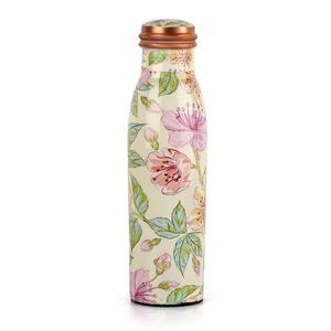 Bouteille d'eau en cuivre imprimé floral à forte demande avec couvercle Avantages ayurvédiques pour les cadeaux d'entreprise de gymnastique de bureau - Product Image 5