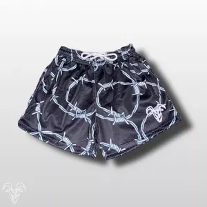 Personnalisé Hommes 100% Polyester Vintage Fitness Running Gym Mesh Shorts Motif solide avec écran 3D Mousse Puff Print et Cordon de serrage - Product Image 1