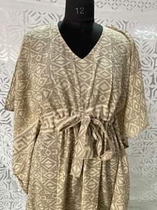 Pur coton indien main bloc caftan terreux élégant confortable vêtements de jour maman tenue robe d'été robe de nuit Bagru imprimer robes décontractées - Product Image 2