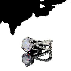 925 Silver Vintage Style Solitaire Brilliant Cut Moissanite Engagement Women's <b>Ring</b> <b>Split</b> Shank Design Rhodium Plated Jewelry - Product Image 1