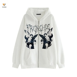 เสื้อมีฮู้ดแบบรูดซิปผ้าคอตตอน100% พิมพ์ลายแบบโอเวอร์โอเวอร์โอเวอร์โอเวอร์พร้อมปัก3D สำหรับฤดูหนาวออกแบบได้ตามที่ต้องการ - Product Image 4