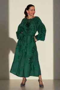 2025 nueva moda verano Casual elegante mujer Lino estampado estilo vacaciones Vestido corto manga larga vestido estampado para damas - Product Image 5