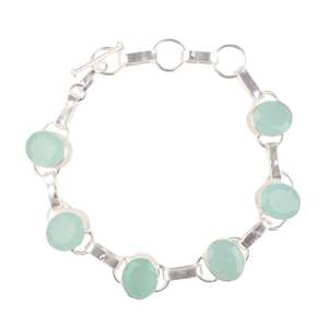 Bracelet en argent sterling avec charme en chalcédoine aquatique, zircon ovale, fait à la main, design simple et classique, haute qualité, réglable, cadeau - Product Image 3